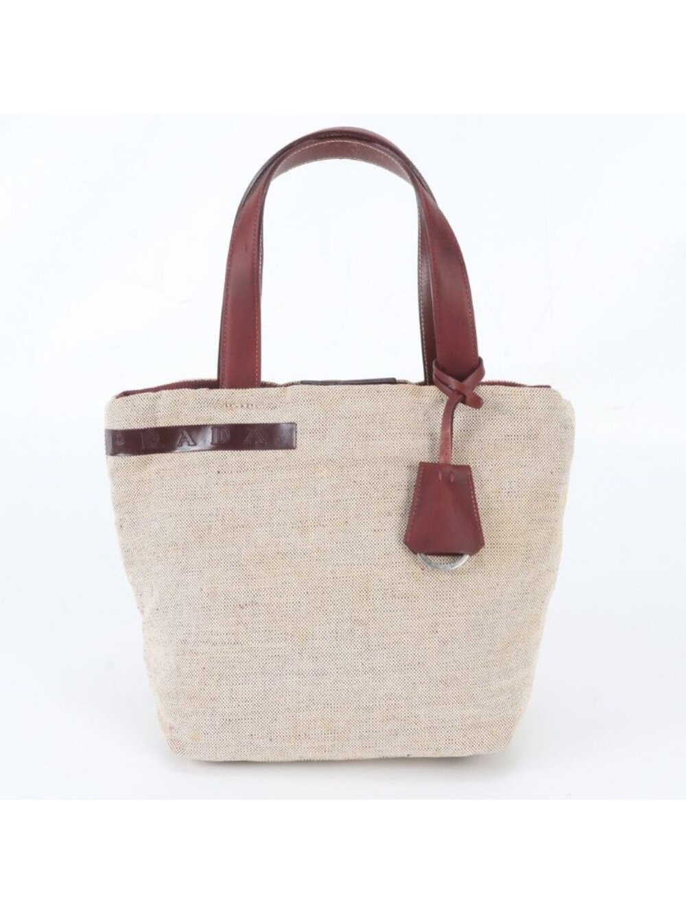 Prada Leather Canvas Tote Bag Shoulder